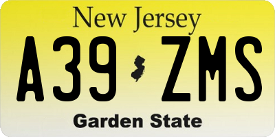 NJ license plate A39ZMS