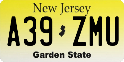 NJ license plate A39ZMU