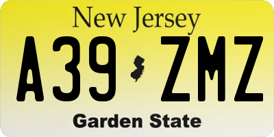 NJ license plate A39ZMZ