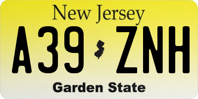 NJ license plate A39ZNH