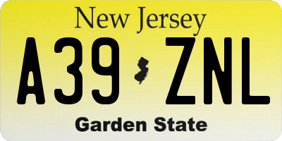 NJ license plate A39ZNL