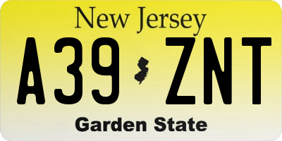 NJ license plate A39ZNT