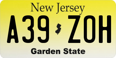 NJ license plate A39ZOH
