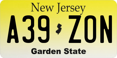 NJ license plate A39ZON