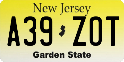 NJ license plate A39ZOT