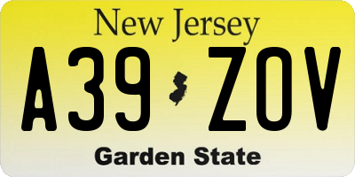 NJ license plate A39ZOV
