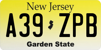 NJ license plate A39ZPB