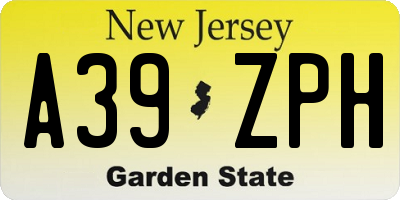 NJ license plate A39ZPH