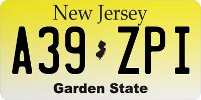 NJ license plate A39ZPI