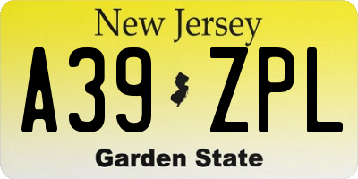 NJ license plate A39ZPL