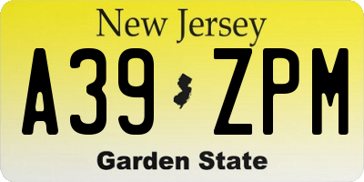 NJ license plate A39ZPM