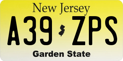 NJ license plate A39ZPS