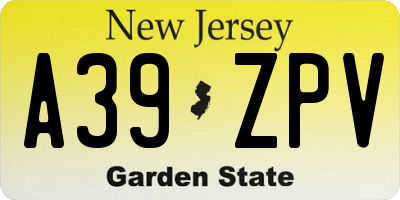 NJ license plate A39ZPV