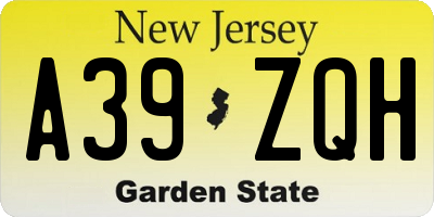 NJ license plate A39ZQH