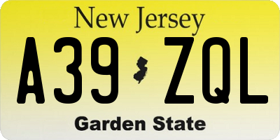 NJ license plate A39ZQL