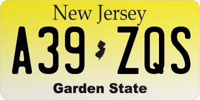 NJ license plate A39ZQS