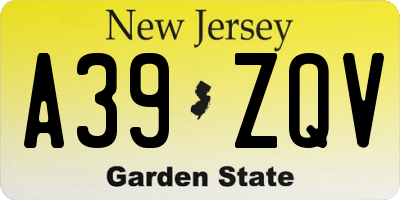 NJ license plate A39ZQV