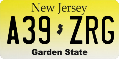 NJ license plate A39ZRG
