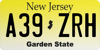 NJ license plate A39ZRH