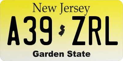 NJ license plate A39ZRL