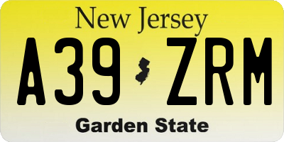 NJ license plate A39ZRM