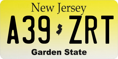 NJ license plate A39ZRT