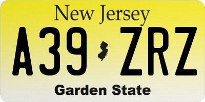 NJ license plate A39ZRZ