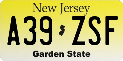 NJ license plate A39ZSF