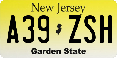 NJ license plate A39ZSH