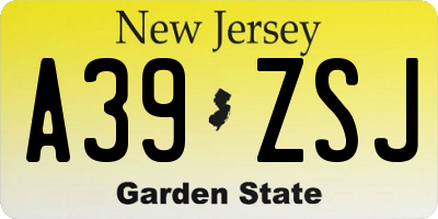 NJ license plate A39ZSJ