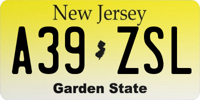 NJ license plate A39ZSL