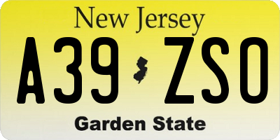 NJ license plate A39ZSO