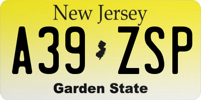 NJ license plate A39ZSP