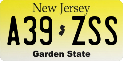 NJ license plate A39ZSS