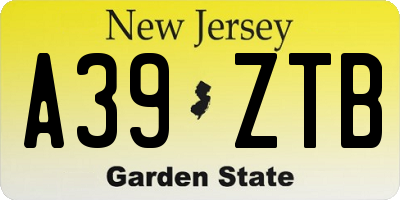 NJ license plate A39ZTB