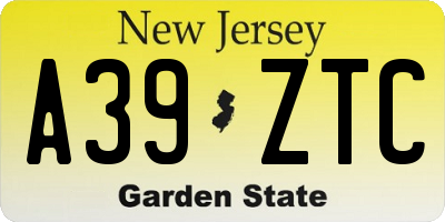 NJ license plate A39ZTC