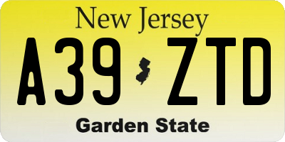NJ license plate A39ZTD