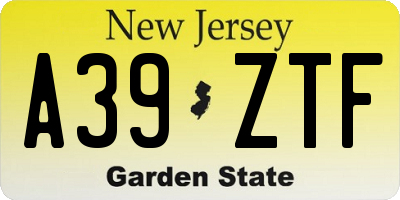 NJ license plate A39ZTF