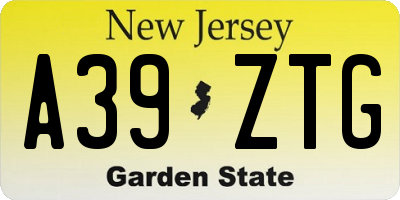 NJ license plate A39ZTG