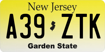 NJ license plate A39ZTK