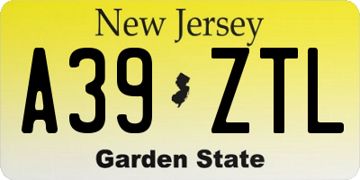 NJ license plate A39ZTL
