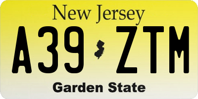 NJ license plate A39ZTM