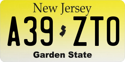 NJ license plate A39ZTO