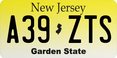 NJ license plate A39ZTS