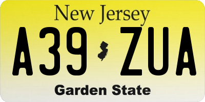 NJ license plate A39ZUA