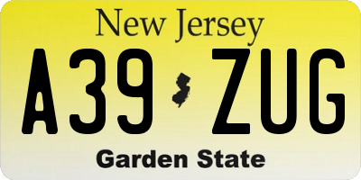 NJ license plate A39ZUG