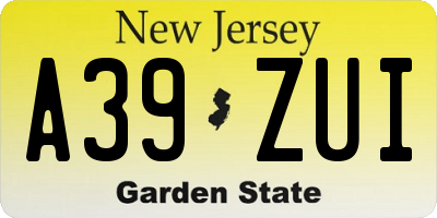 NJ license plate A39ZUI