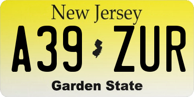 NJ license plate A39ZUR