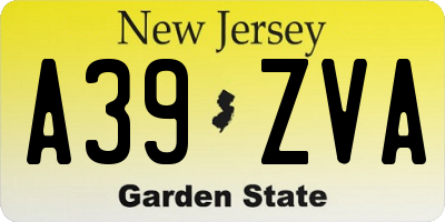 NJ license plate A39ZVA