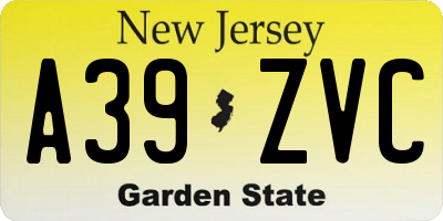 NJ license plate A39ZVC